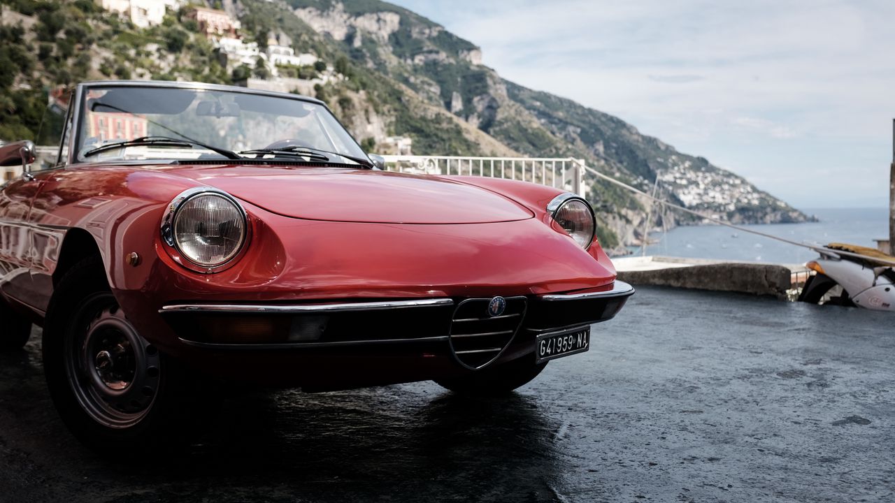 Wallpaper alfa romeo spider, alfa romeo, car, red, headlight