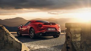 Preview wallpaper alfa-romeo, 4c, launch edition, red, rear view