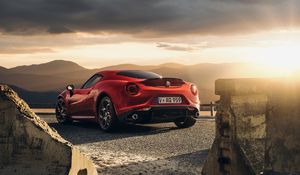 Preview wallpaper alfa-romeo, 4c, launch edition, red, rear view