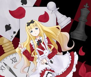 Preview wallpaper alice in wonderland, chess, figures, anime, art red