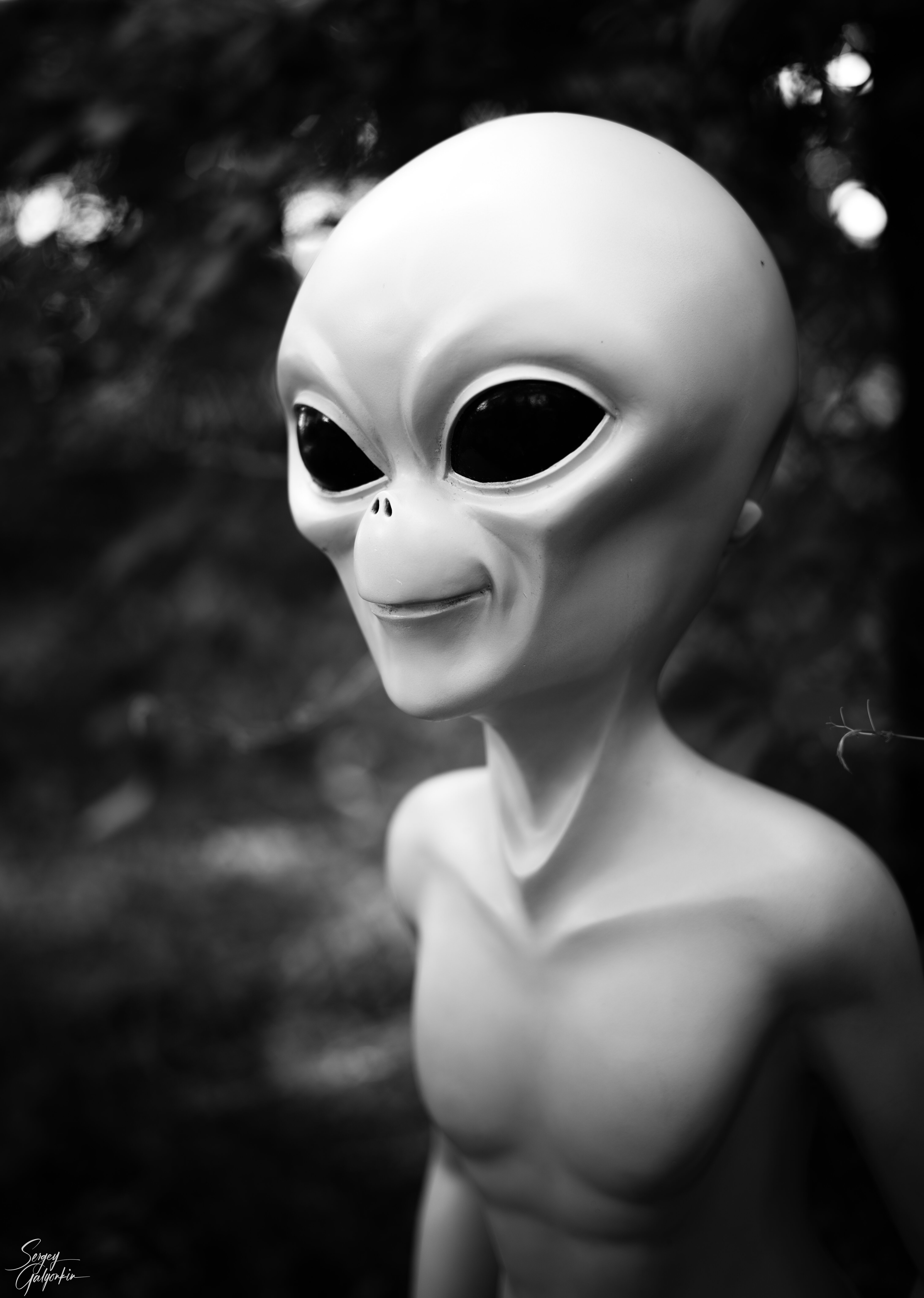 Download wallpaper 4372x6143 alien, eyes, black and white hd background