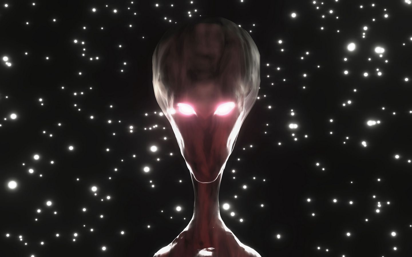 1440x900 Wallpaper alien, humanoid, face, glow, stars