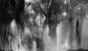 Preview wallpaper alien, ray, fantasy, art, black and white