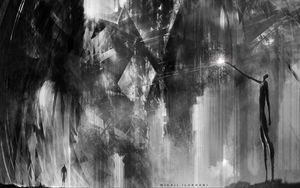 Preview wallpaper alien, ray, fantasy, art, black and white
