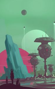 Preview wallpaper aliens, planet, fantasy, station, art