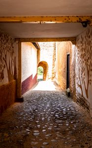 Preview wallpaper alley, arch, tunnel, stones, walls, fresco