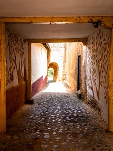 Preview wallpaper alley, arch, tunnel, stones, walls, fresco