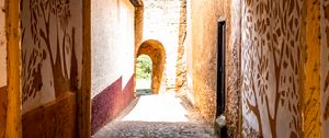 Preview wallpaper alley, arch, tunnel, stones, walls, fresco