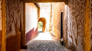 Preview wallpaper alley, arch, tunnel, stones, walls, fresco