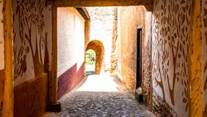 Preview wallpaper alley, arch, tunnel, stones, walls, fresco