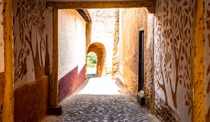 Preview wallpaper alley, arch, tunnel, stones, walls, fresco