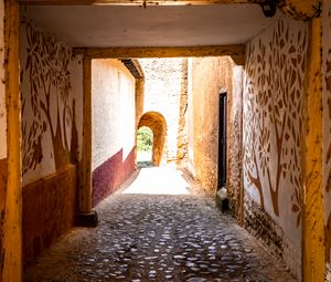 Preview wallpaper alley, arch, tunnel, stones, walls, fresco
