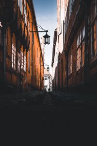 Preview wallpaper alley, buildings, city, dark, old