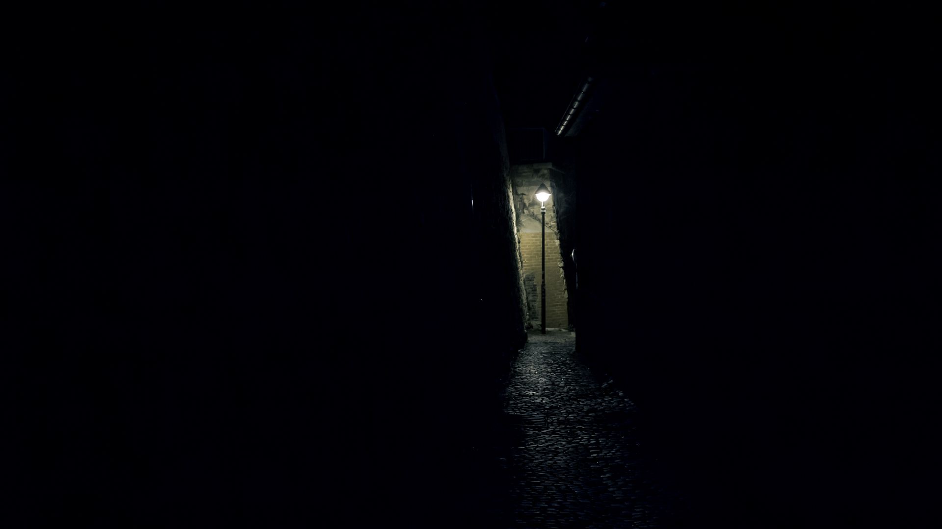 Download Wallpaper 19x1080 Alleyway Dark Lamppost Night Darkness Full Hd Hdtv Fhd 1080p Hd Background