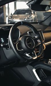 Preview wallpaper alpine a110, alpine, car, steering wheel, salon