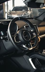 Preview wallpaper alpine a110, alpine, car, steering wheel, salon