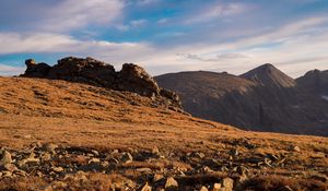Preview wallpaper alps, grass, meadow, mountains, rocks