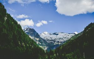 Preview wallpaper alps, mountain, hill, trees