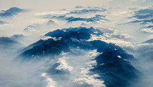 Preview wallpaper alps, mountains, view from above, clouds