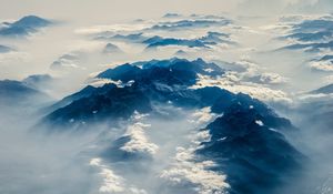 Preview wallpaper alps, mountains, view from above, clouds