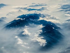 Preview wallpaper alps, mountains, view from above, clouds