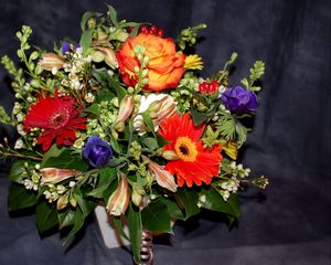 Preview wallpaper alstroemeria, gerberas, roses, bouquet, design, composition