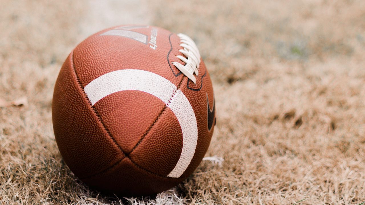 Wallpaper american football, ball, lawn, marking