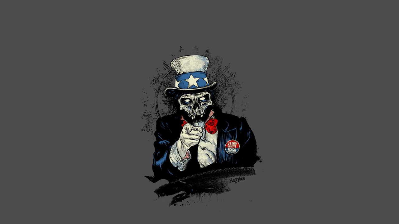 Wallpaper american, skull, propaganda, cylinder, dead