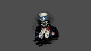 Preview wallpaper american, skull, propaganda, cylinder, dead