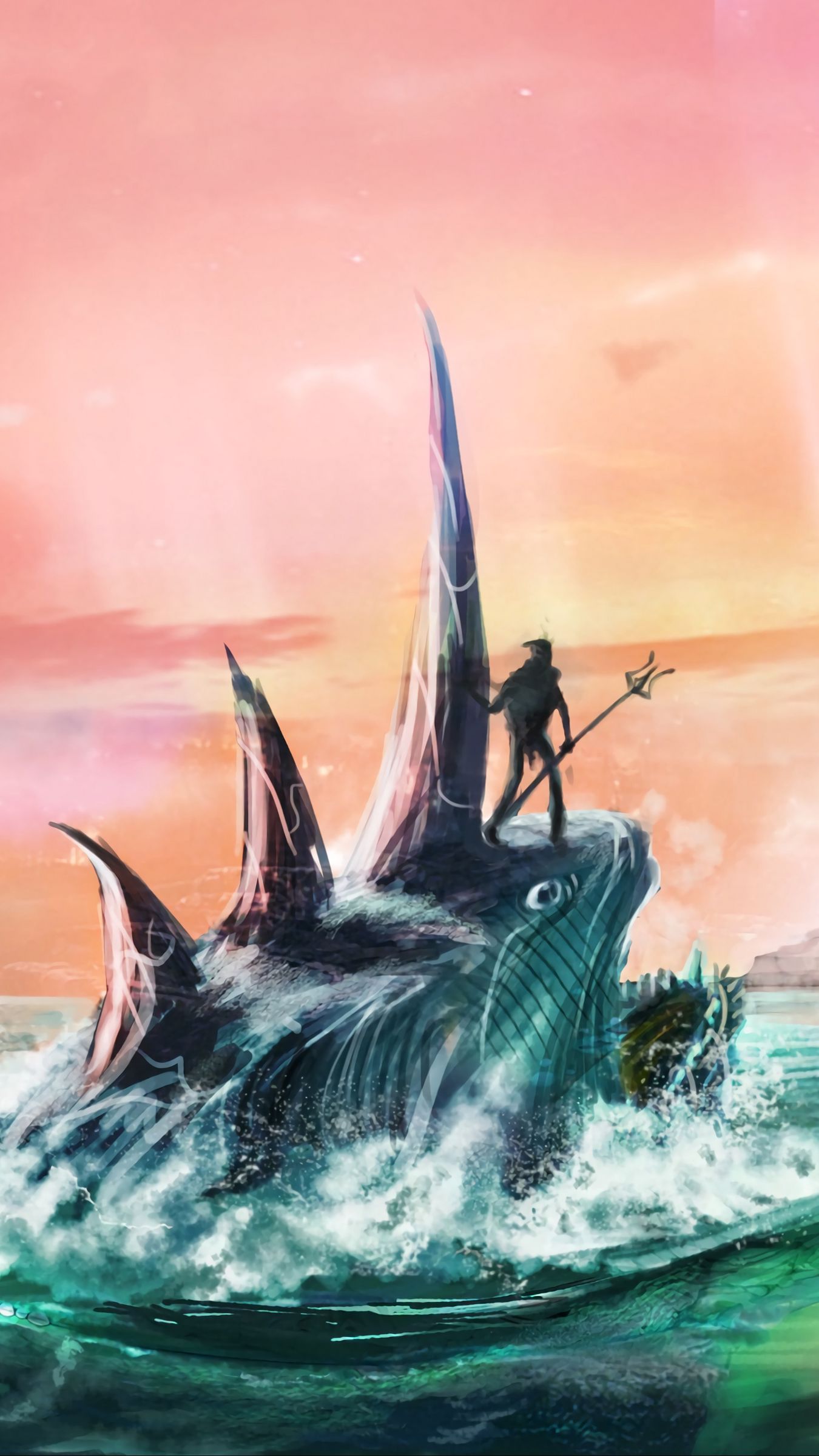 1350x2400 Wallpaper amphibian, art, sea, fantasy