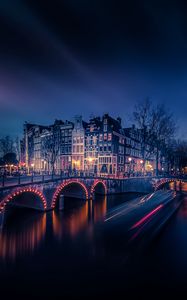 Preview wallpaper amsterdam, canal, building, bridge, river