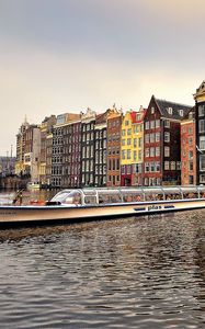 Preview wallpaper amsterdam, capital, netherlands, river, buildings, city