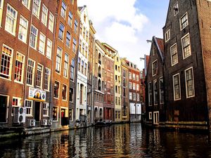 Preview wallpaper amsterdam, venetian canal, houses, buildings, city