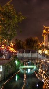 Preview wallpaper ancient city, lijiang, night, home, light, landscape