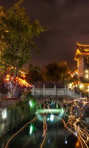 Preview wallpaper ancient city, lijiang, night, home, light, landscape