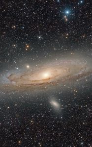 Preview wallpaper andromeda galaxy, stars, glow, space