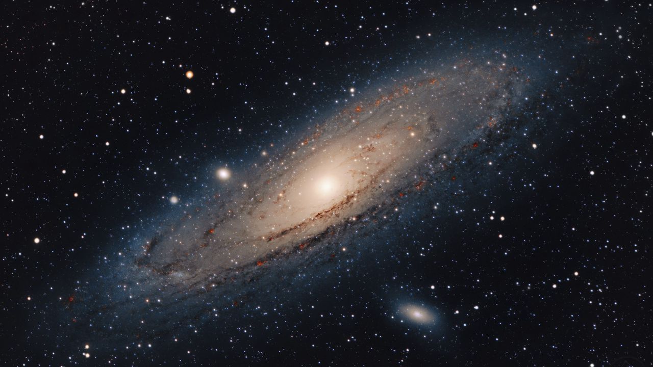 Wallpaper andromeda galaxy, stars, shine, space