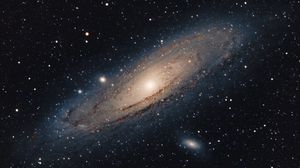 Preview wallpaper andromeda galaxy, stars, shine, space