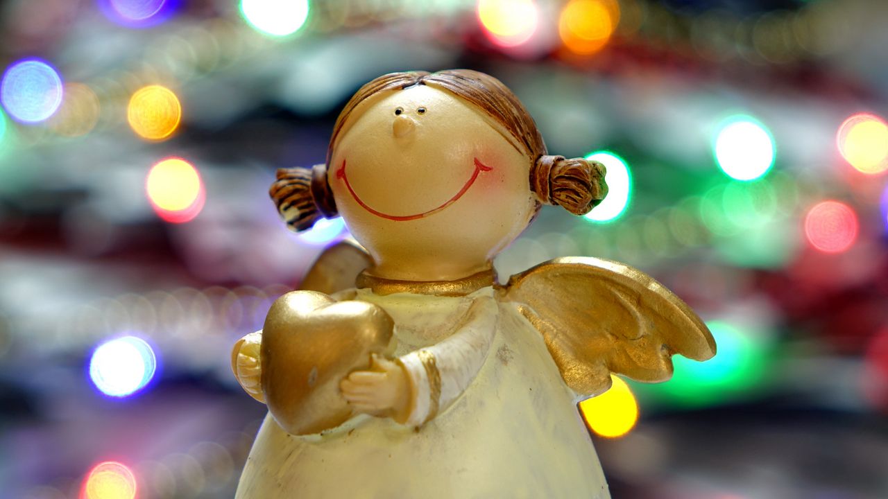 Wallpaper angel, christmas, reflections, statue