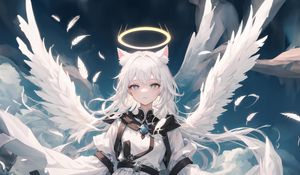 Preview wallpaper angel, ears, wings, halo, anime