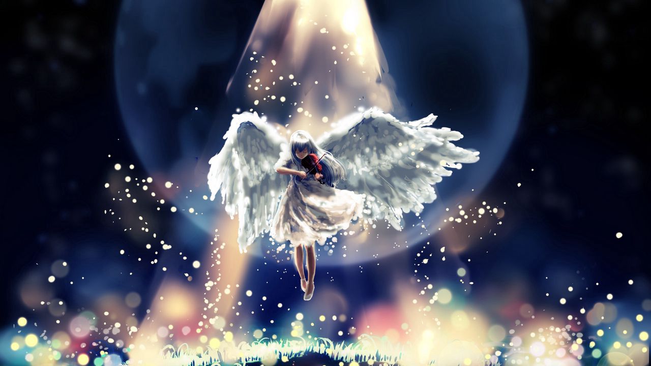 Wallpaper angel, flying, sky, beautiful