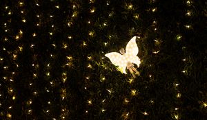 Preview wallpaper angel, garland, light, backlight, dark, decoration