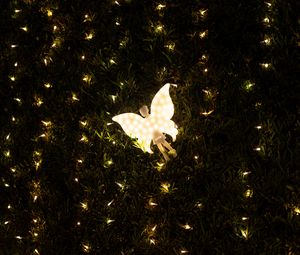 Preview wallpaper angel, garland, light, backlight, dark, decoration