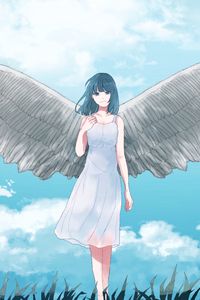 Preview wallpaper angel, girl, wings, anime, art
