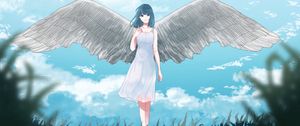 Preview wallpaper angel, girl, wings, anime, art