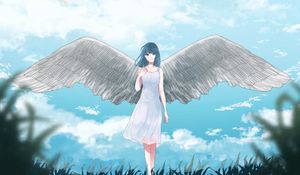 Preview wallpaper angel, girl, wings, anime, art