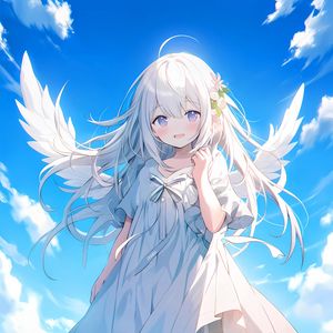Preview wallpaper angel, girl, wings, smile, anime