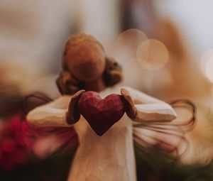 Preview wallpaper angel, heart, figurine, decoration, christmas, new year