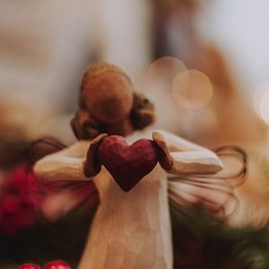 Preview wallpaper angel, heart, figurine, decoration, christmas, new year