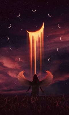 240x400 Wallpaper angel, moon, illusion, night, art
